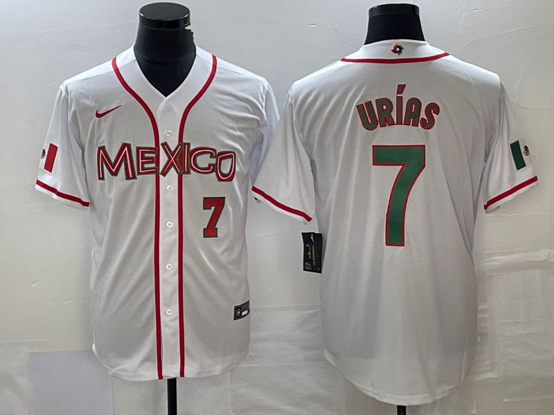 Men 2023 World Cub Mexico #7 Urias White Nike MLB Jersey40